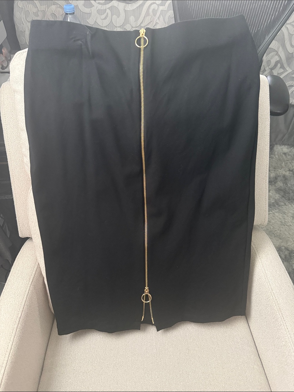INC International Concepts Black Pencil Skirt with Gold Zip Detail